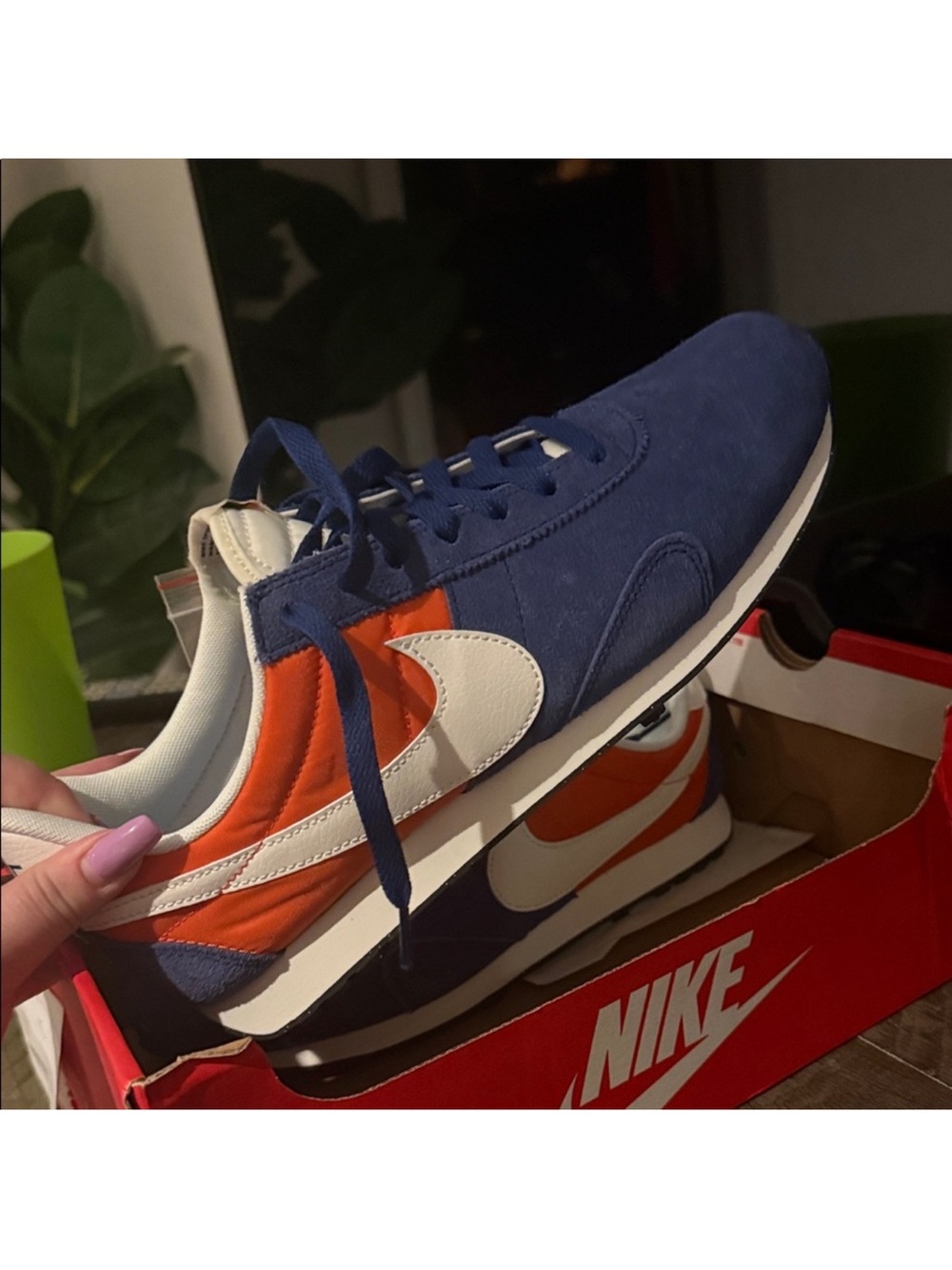 Nike Blue & Orange Suede Swoosh Sneakers 9 men's - Picture 2 of 3